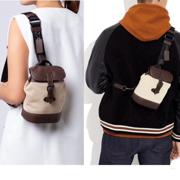 Coach Hudson Small Backpack Crossbody Unisex Canvas/Leather EUC - Picture 11 of 13